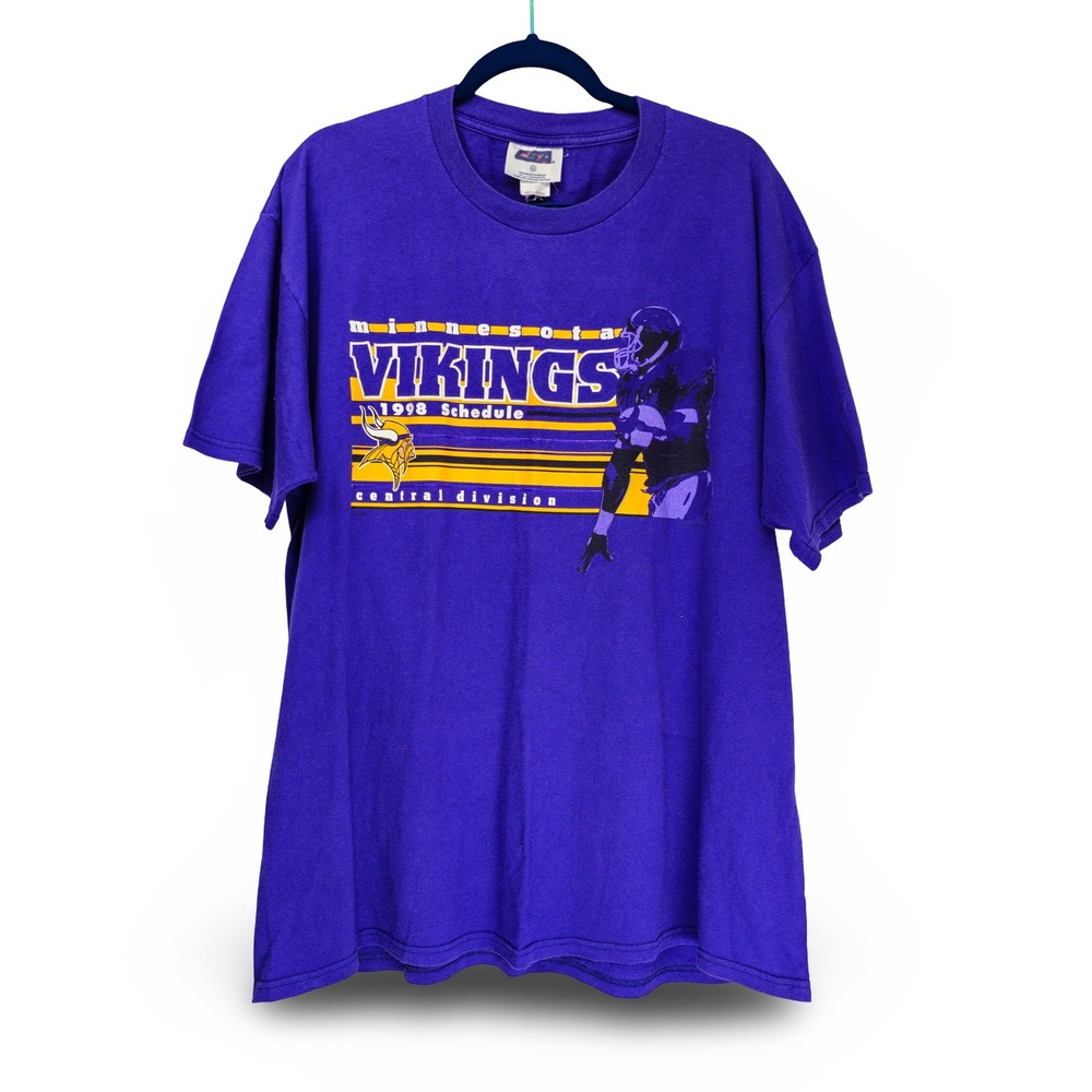 CSA Minnesota Vikings T-Shirt Mens XL Purple 1998 Schedule Graphic Excellent